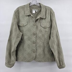 Coldwater Creek Jacket XL Sage Green Linen Cotton Coastal Eclectic Boho Summer